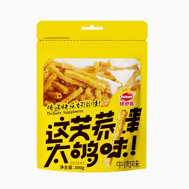 米芭滋博舒客苦荞棒牛肉味荞麦锅巴空心棒脆片香酥苦荞片粗粮零食300g*1袋