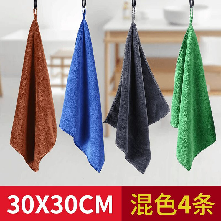 pissa毛巾吸水抹布加厚洗碗布不易掉毛清洁4条 1 份
