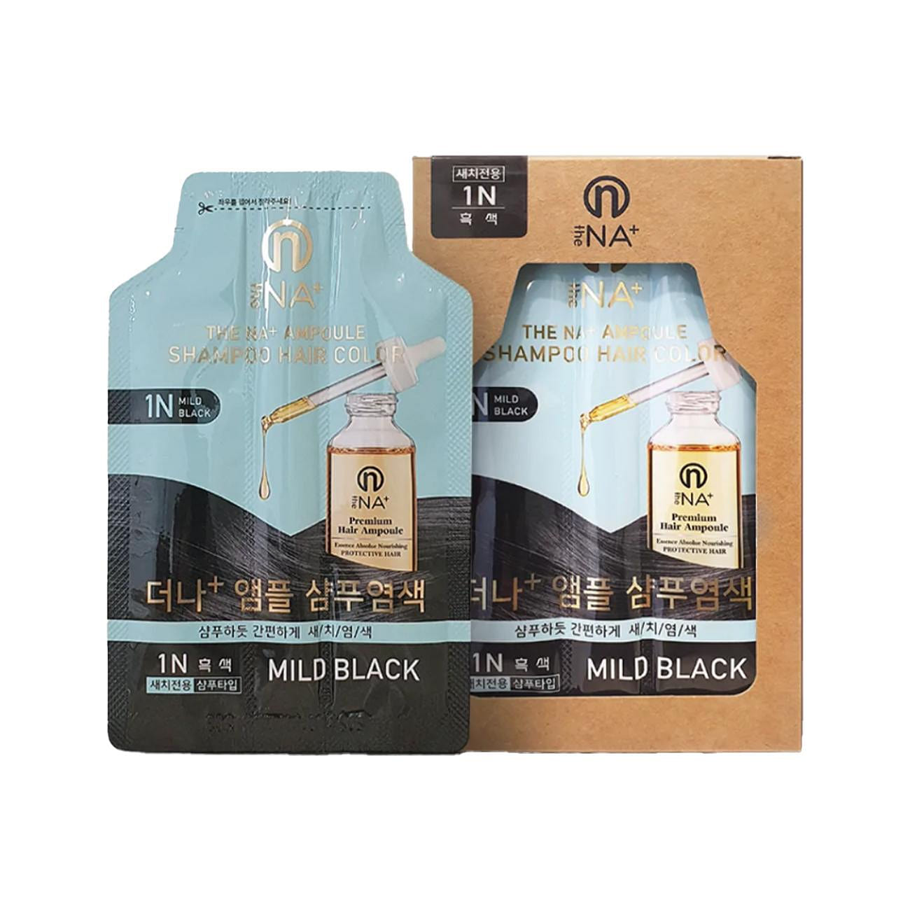 The NA+ Ampoule Shampoo Hair Color #1N Mild Black 4pcs 27 g