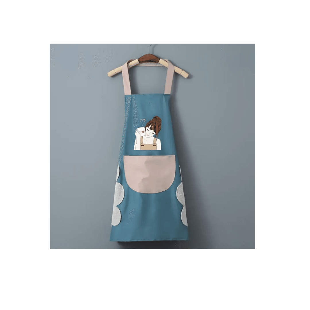 Waterproof Kitchen Apron with Storage (Blue) 1 each