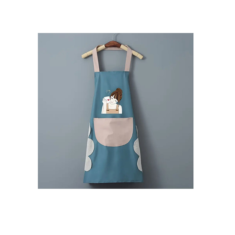 Waterproof Kitchen Apron with Storage (Blue)