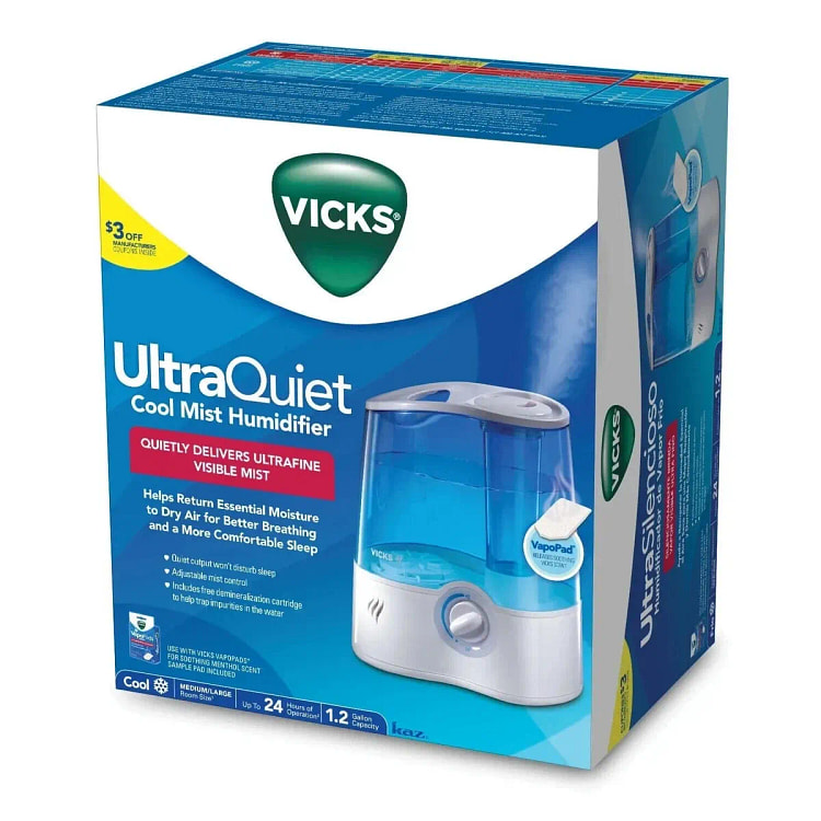 Vicks UltrQuiet Cool Mist Humidifier 1.2 Gal Capac 1 pack