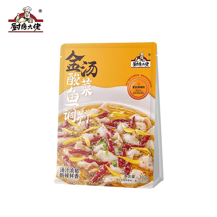 厨房大佬 老坛太鱼二调料包 金汤酱料酸辣肥牛水煮鱼片酸汤鱼料理包 303g*1袋