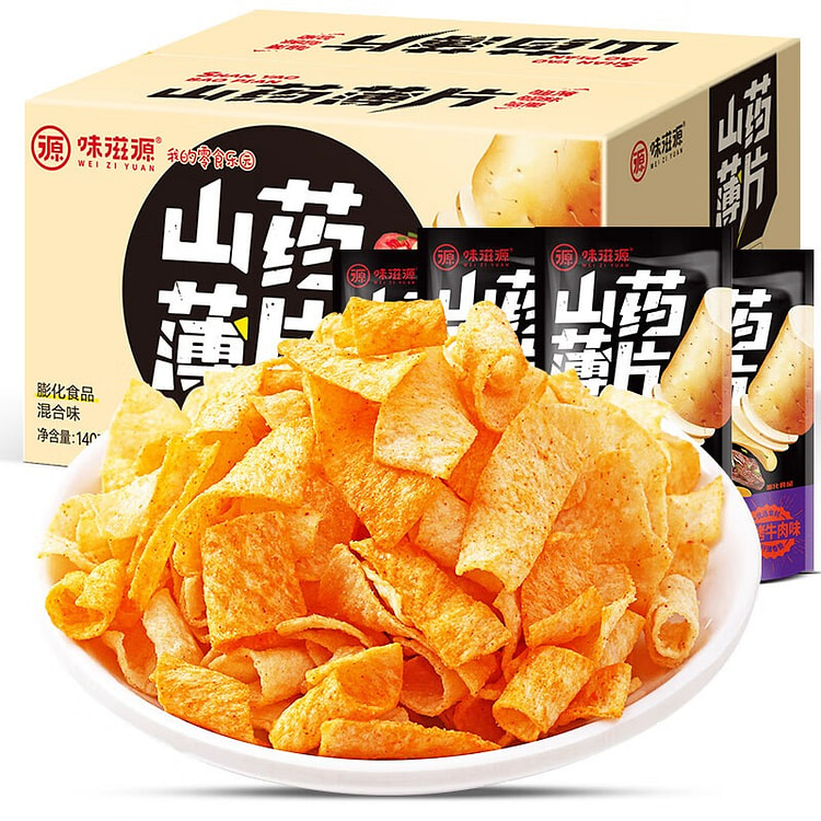 味滋源山药脆片混合味零食膨化小吃薄片脆薯片140g