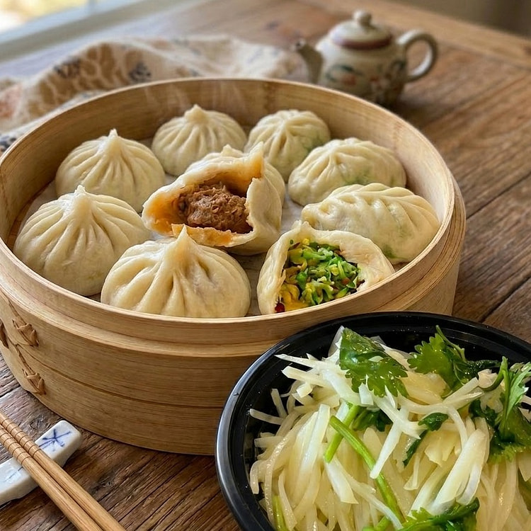 早选套餐黑豚猪肉包6pc+素包子4pc+呛拌土豆丝 1 份