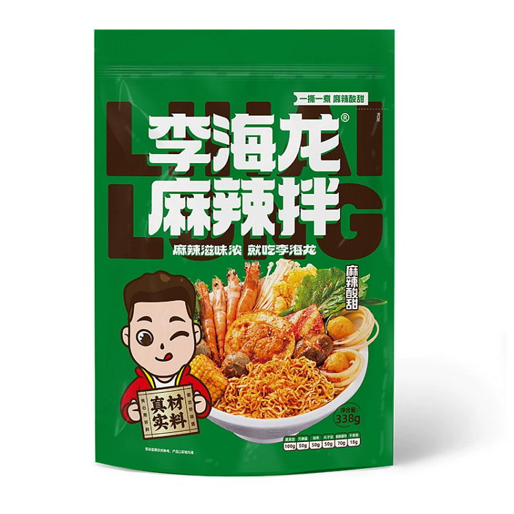 李海龙麻辣拌正宗抚顺麻辣拌 麻辣酸甜口味带丸子待煮干拌338g/包