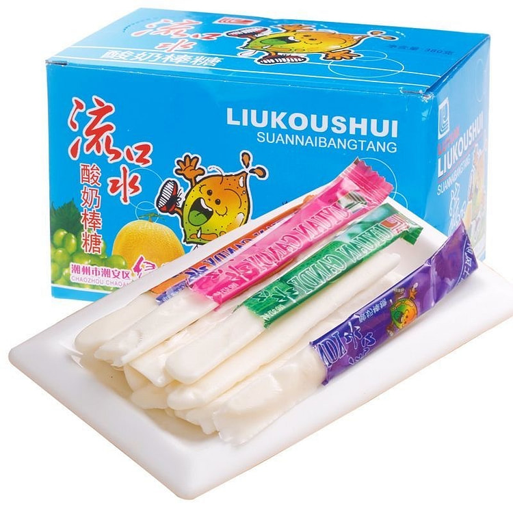 流口水 糖果酸奶棒糖 软糖混合味1盒约100根 330 克