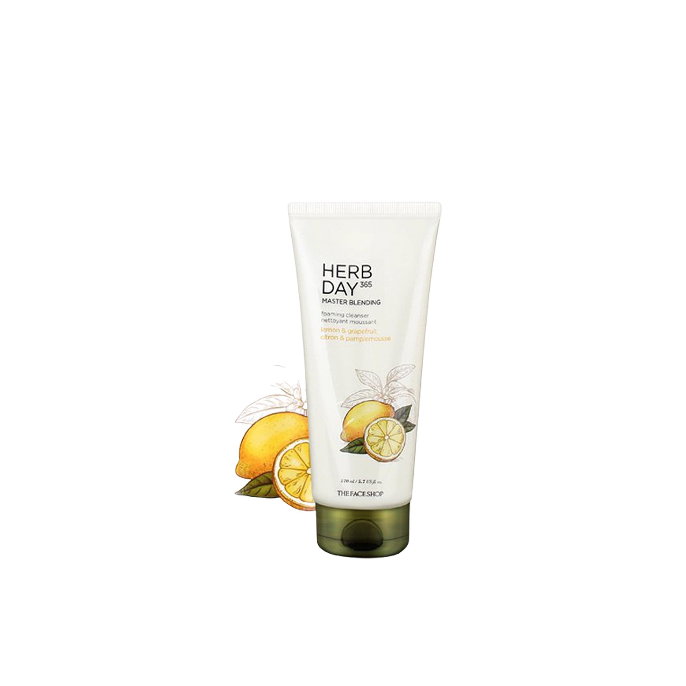 THE FACE SHOP Herb Day 365 Cleansing Foam Lemon – Reinigungsschaum Mit Zitrone, 170 Ml