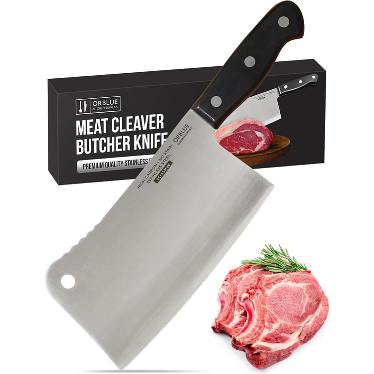 Meat Cleaver - Stainless Steel Chef Butcher Knife