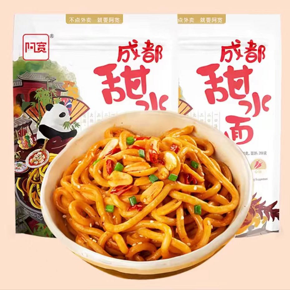 阿宽甜水面成都网红小吃甜辣干拌粗面条乌冬面270g 270 克
