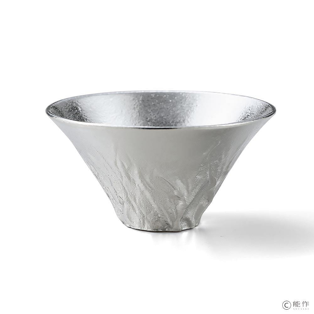 NOUSAKU Handmade Sake Cup Mt. Fuji (Silver, 2fl-oz) Made in Japan 1 count