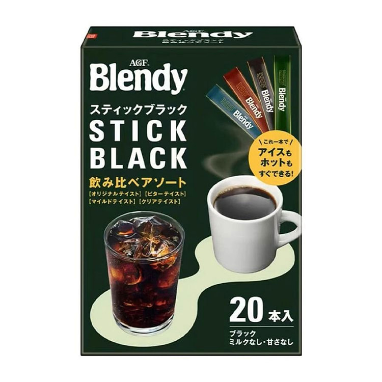 日本 AGF什锦四种口味速溶无蔗糖黑咖啡 20条