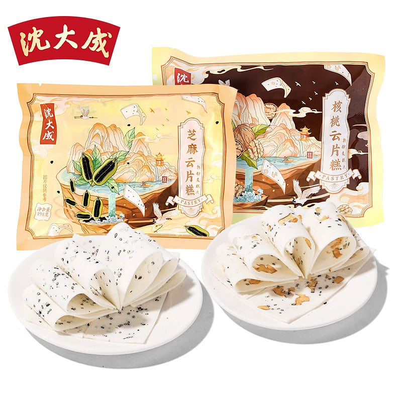 【沈大成 官方店 中华老字号】核桃云片糕1盒+芝麻云片糕1盒 共2盒 云片糕 上海特产 传统糕点 396 克