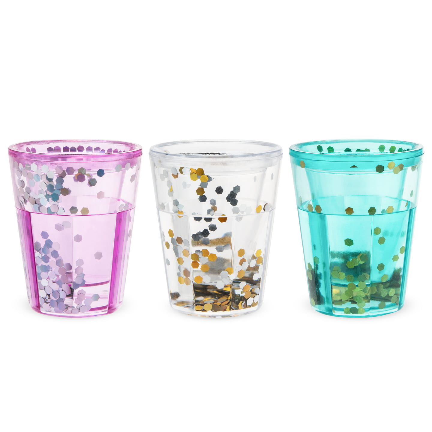 Mermaid Sparkle Glitter Shot Glasses by Blush® (Set of 3) 1.5 fl.oz