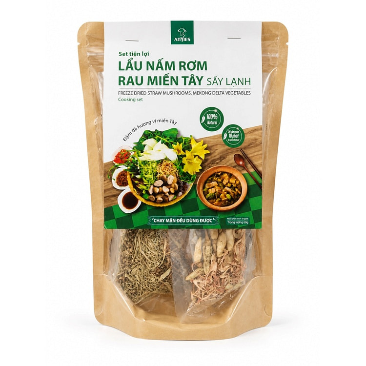 Set Lẩu Nấm Rơm Rau Miền Tây 60 g