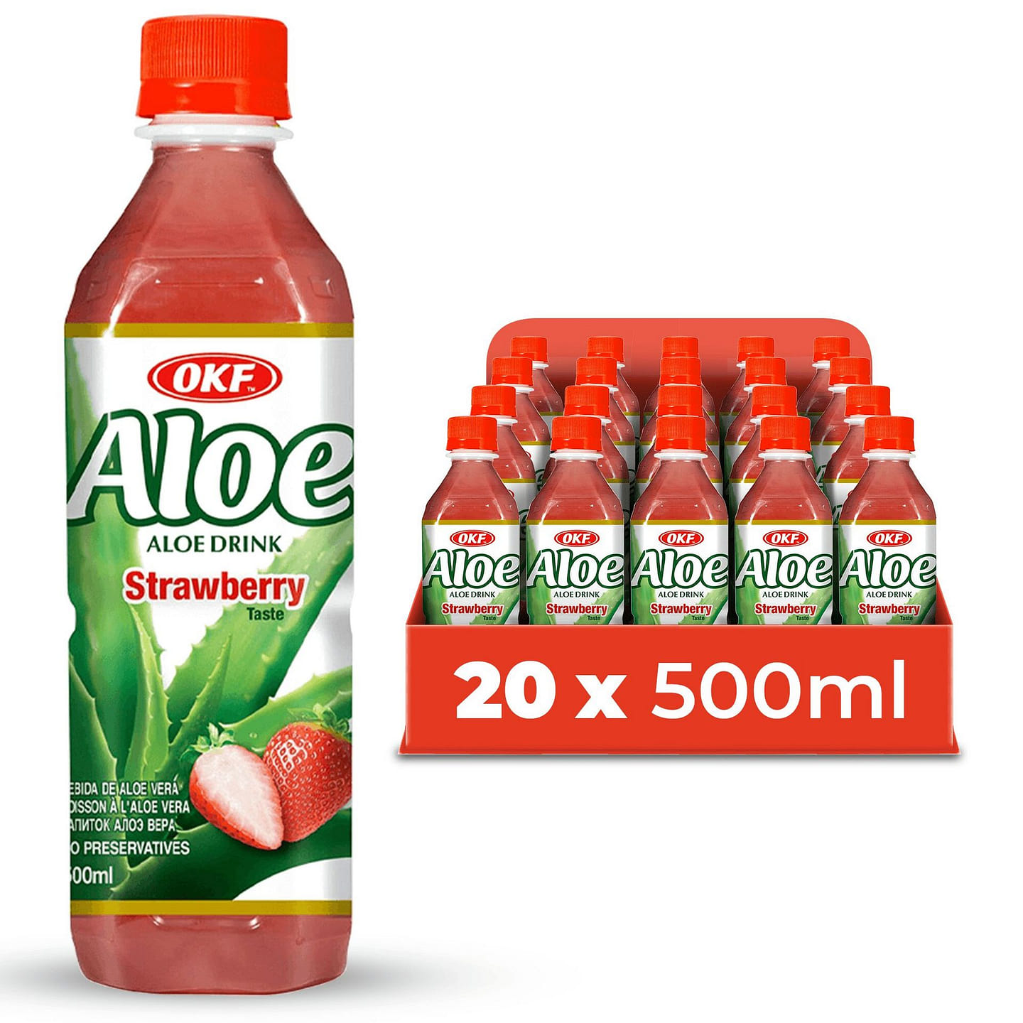 OKF Aloe Vera Juice Drink with Pulp Strawberry 20p 16.9 fl.oz