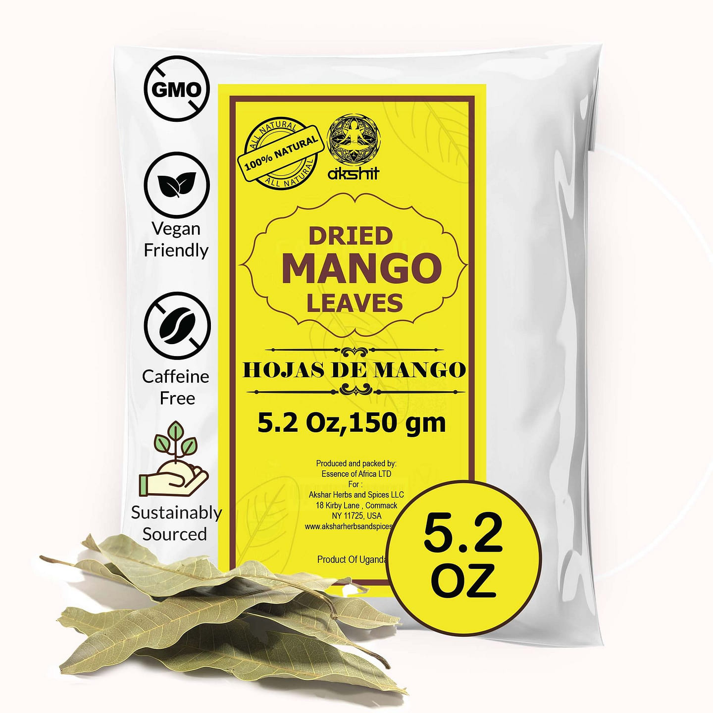 5.2 Oz Dried Mango Leaves, Hojas De Mango 5.2 oz