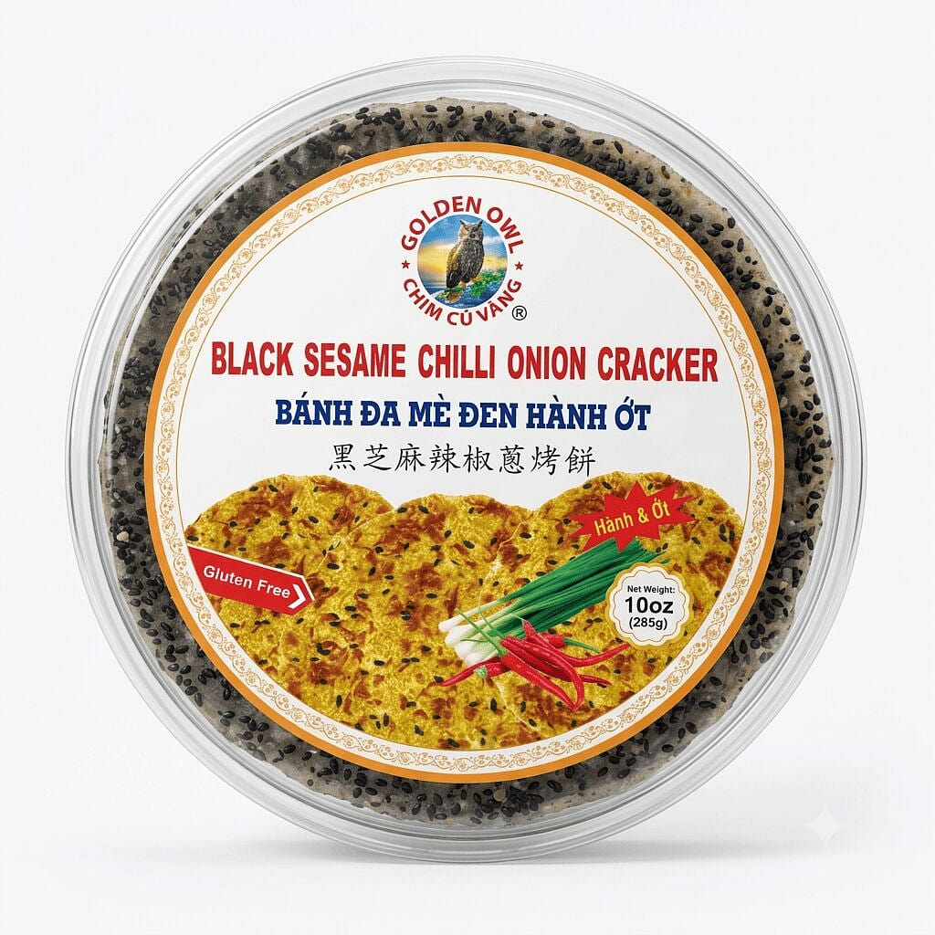 [GO] Black Sesame Chilli Onion Cracker Banh Da 285 g