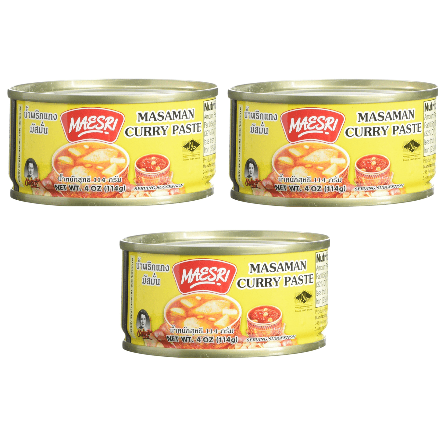 Maesri Masaman Curry Paste ( 3 cans ) 12 oz