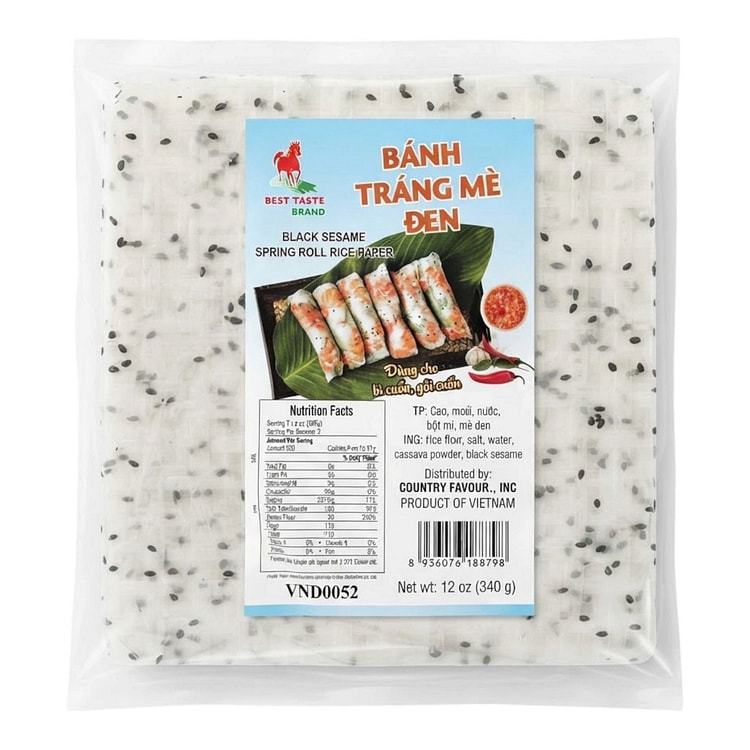 Black Sesame Spring Roll Rice Paper Banh Trang 340 g