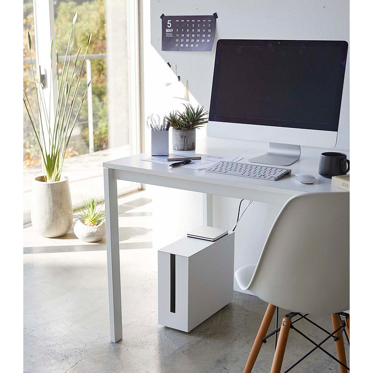 Rolling Cable Management Box - Steel White