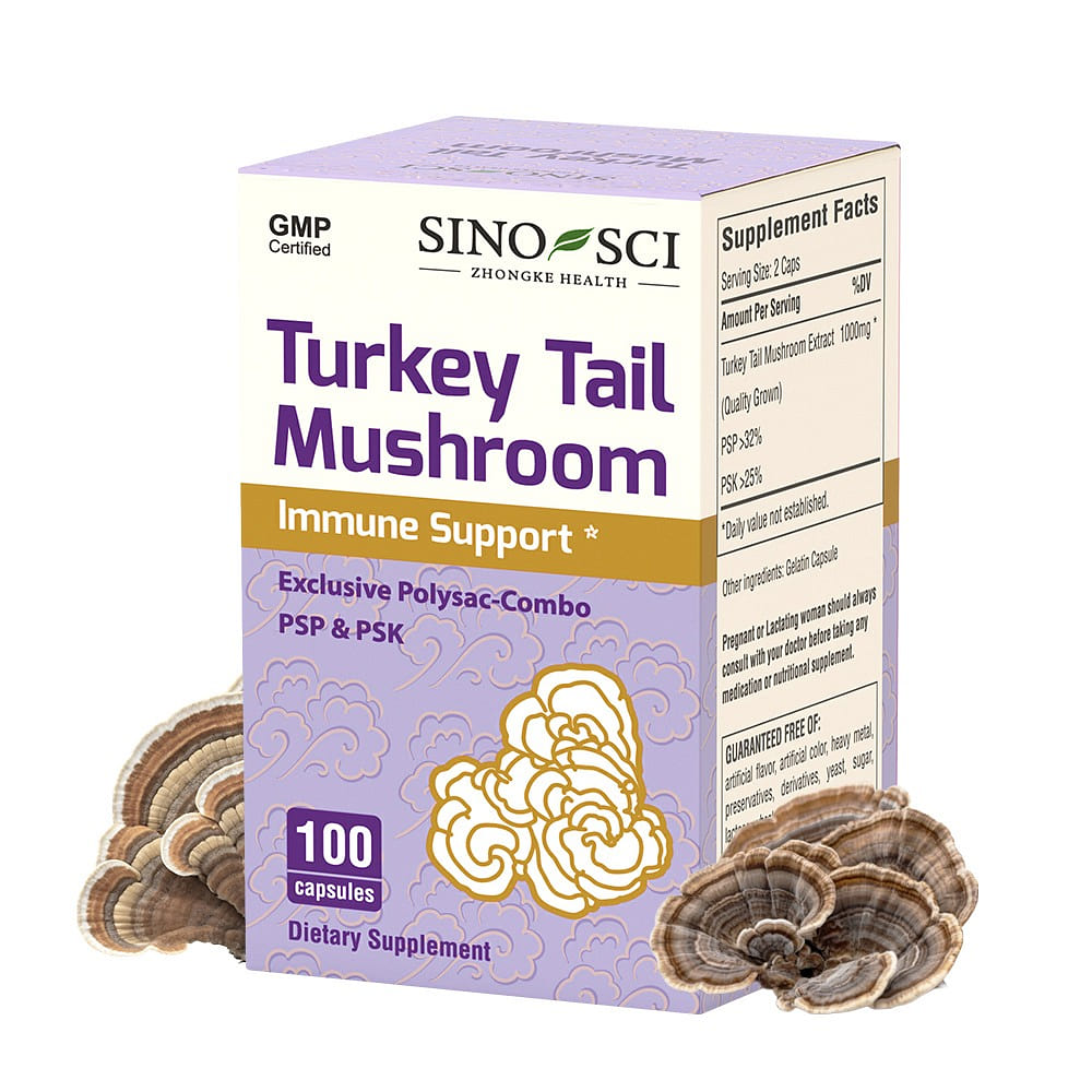 Sino-Sci Turkey Tail Mushroom - 100 Caps 1 bottle
