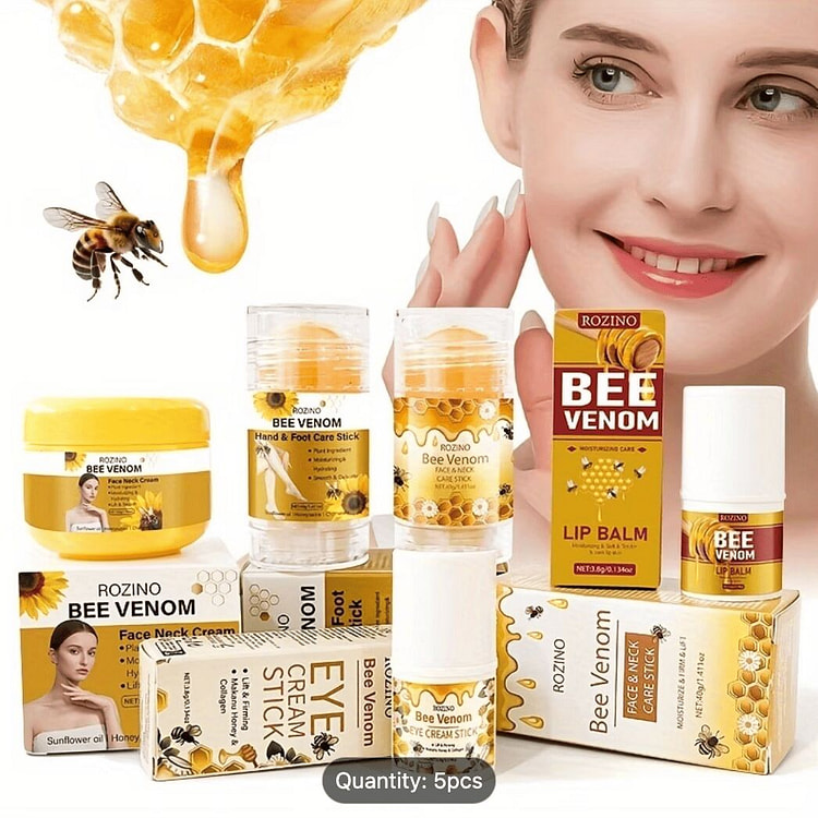 5pcs Bee Venom Care Set, Suitable For Lip, Face, 5 case