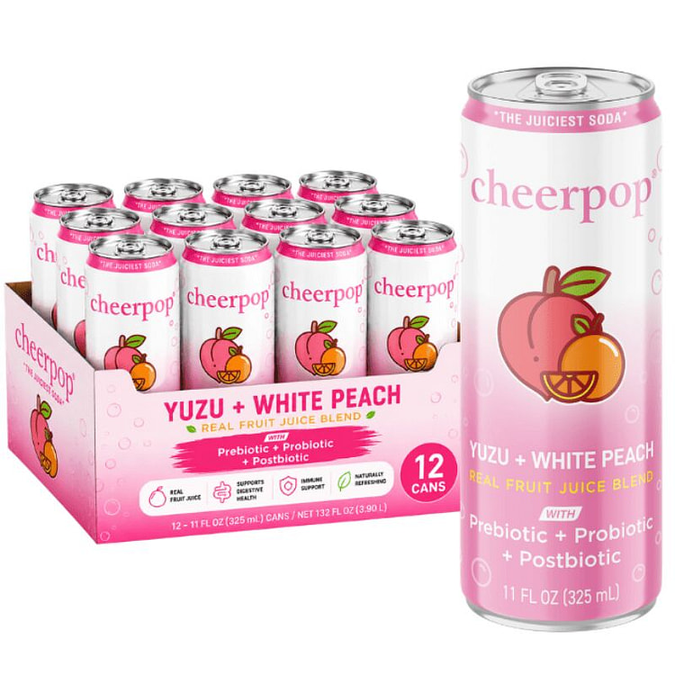 Cheerpop Yuzu + White Peach Sparkling Fruit Juice 6 can