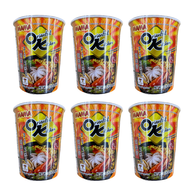 Mama Instant Cup Noodles Spicy Seafood pack of 6