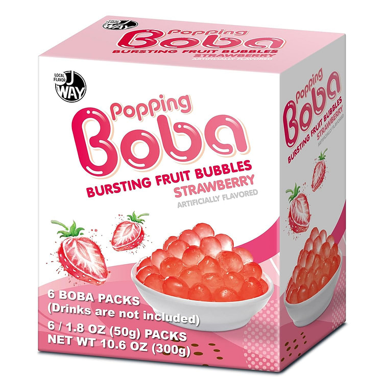 J WAY Bursting Popping Strawberry Boba Pearls 1 box