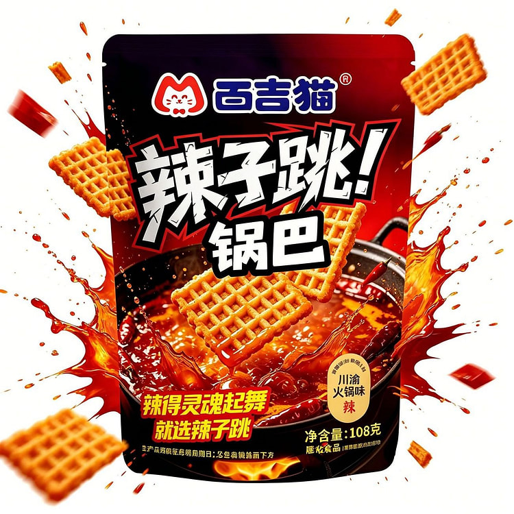 Baiji Cat Crispy Rice Hot Pot Flavor 108g*3 Bags 324 g