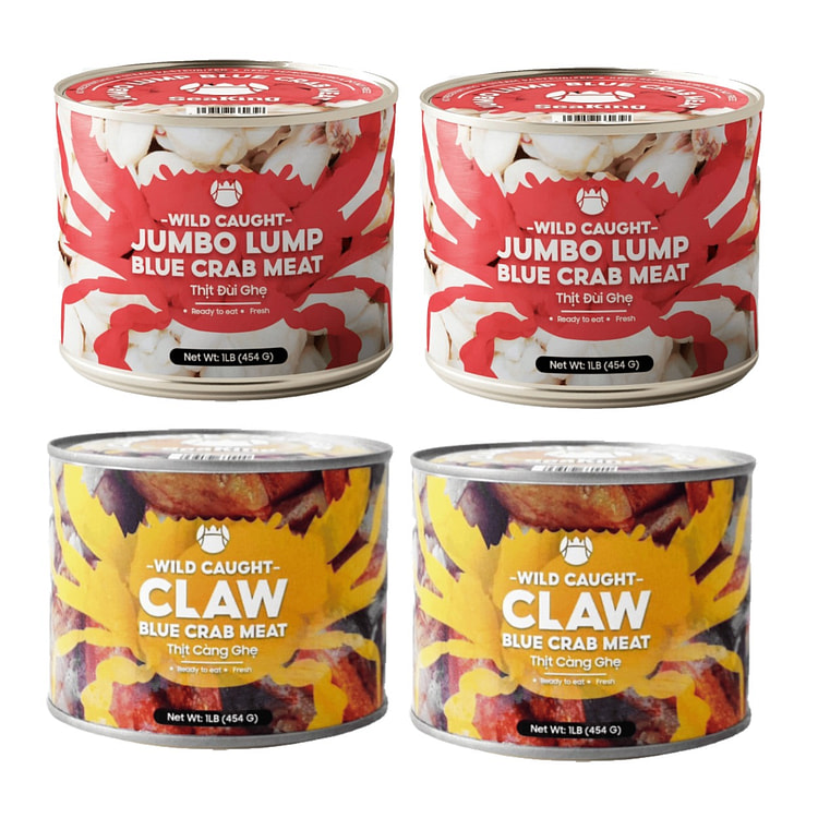 Variety Blue Crab Lump and Claws Bundles, 4 Cases