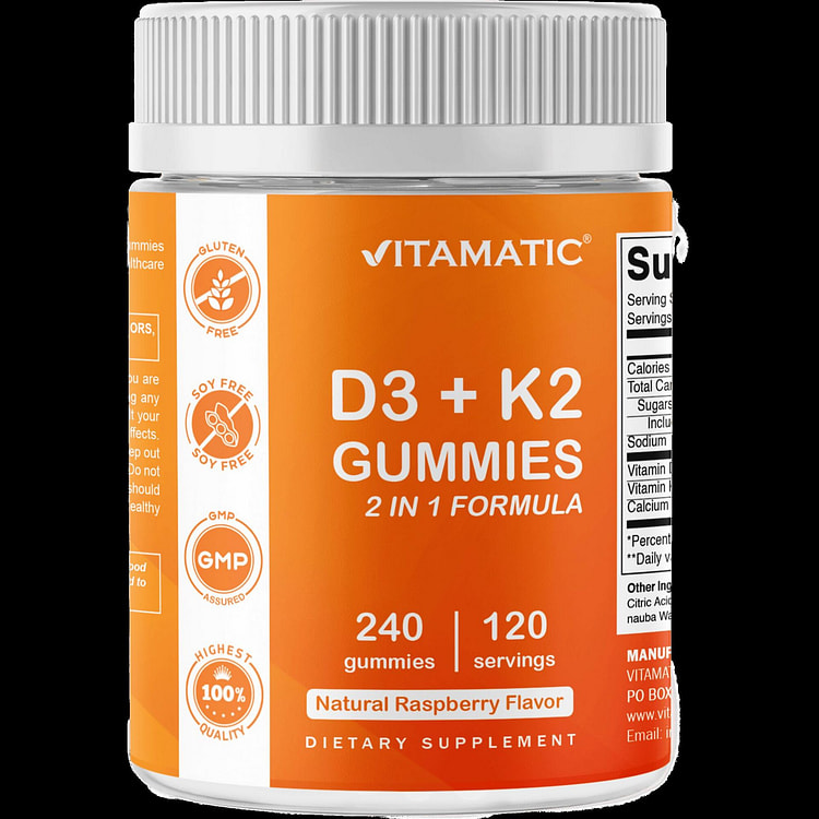 Vitamin D3 K2 with Calcium Gummies - 240 Count