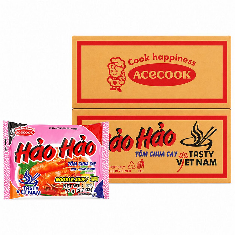 Acecook Hao Hao Spicy Shrimp Noodles 30 Pack 30 pack