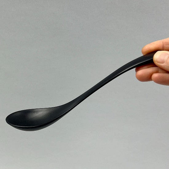 Melamine Matte Black Long Duck Oval Renge Spoon for Ramen Soup Noodles, 7.75 1 each