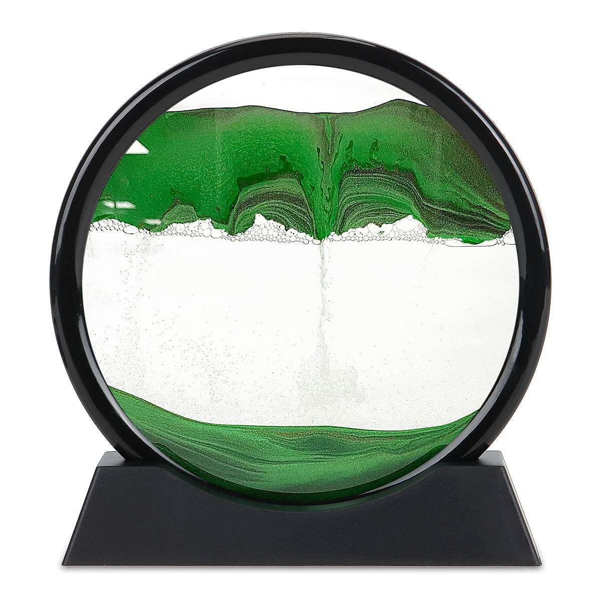 Moving 3D Sand Art Picture Round Glass Hourglass Deep Sea Sandscape Home Decor 1 count