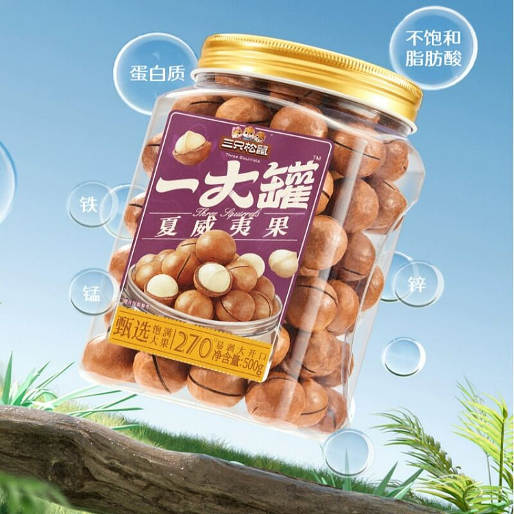 三只松鼠_一大罐夏威夷果500g