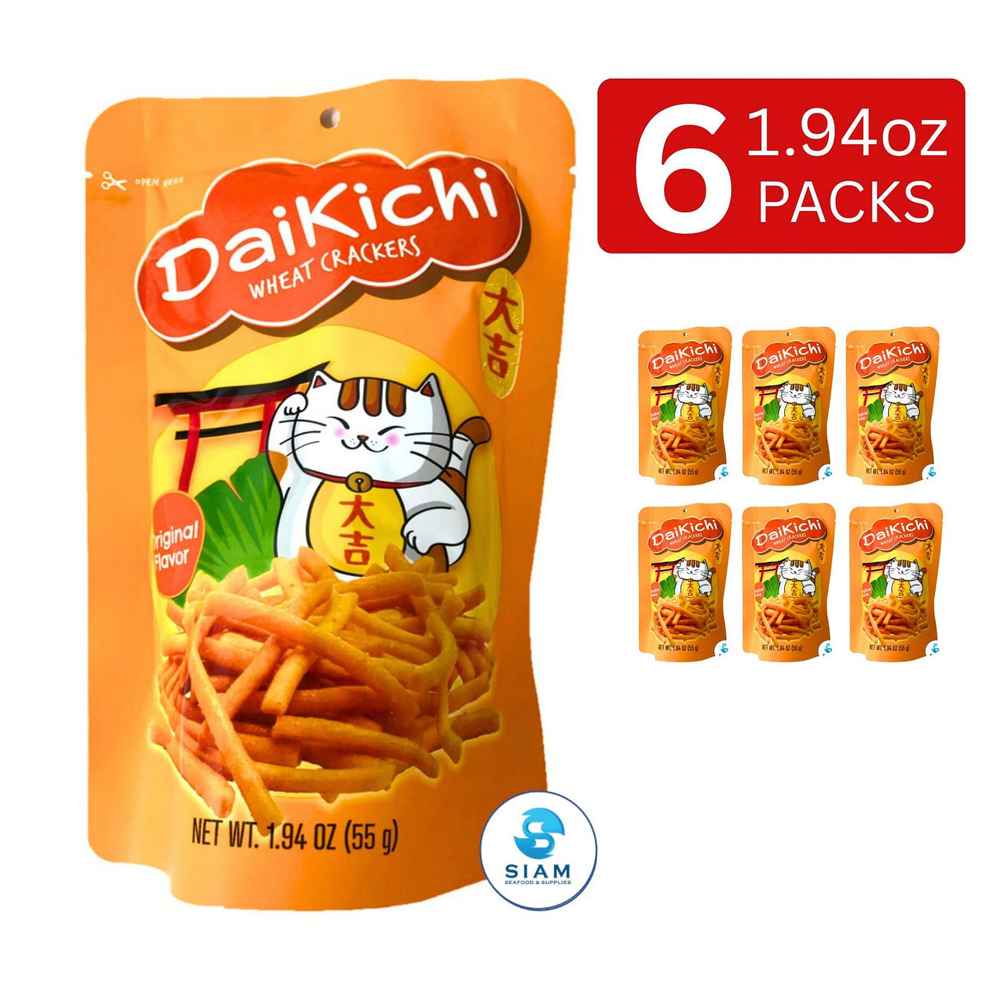 (6-Pack) DaiKiChi Wheat Cracker Sticks, Origina 6 count