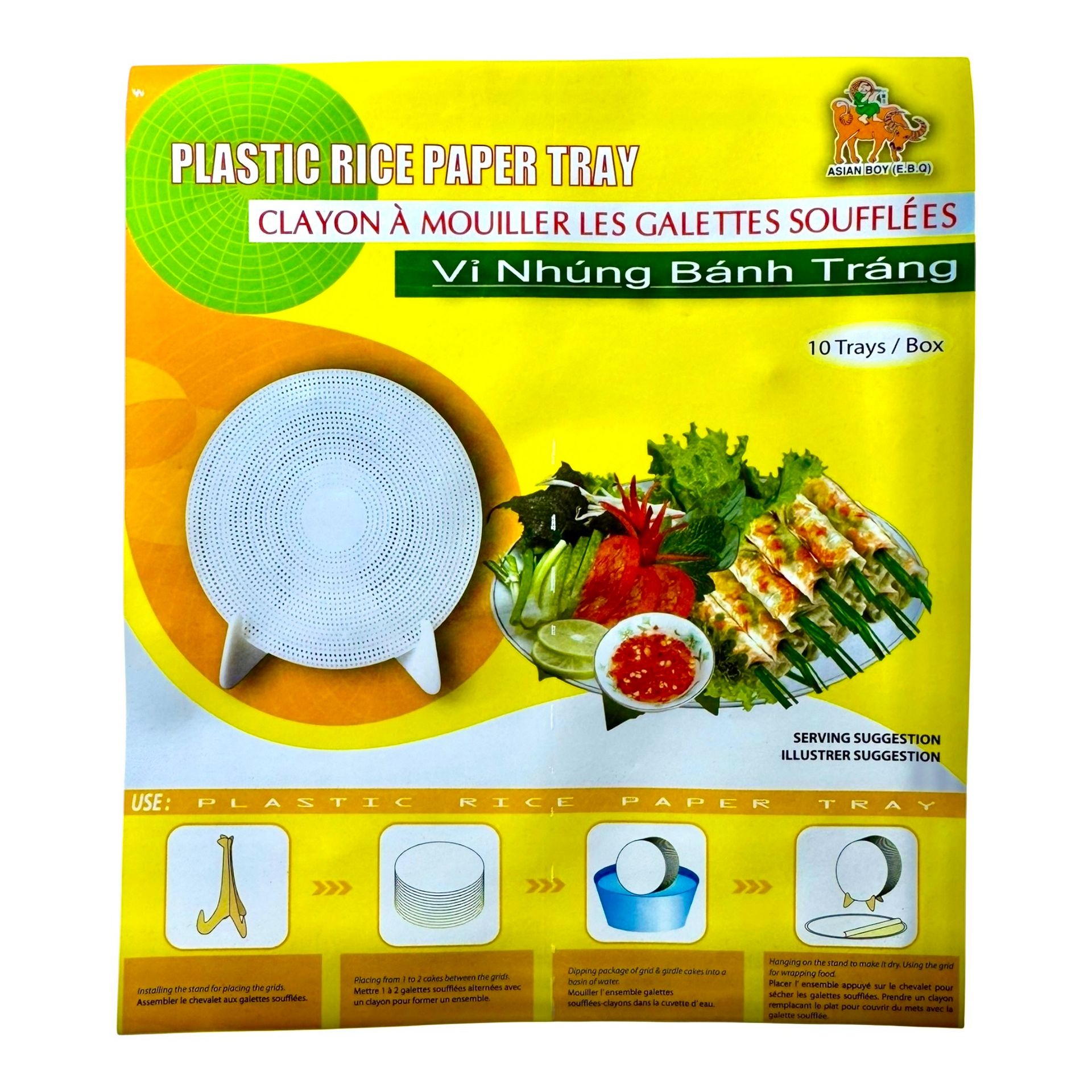 Plastic Rice Paper Tray 10 Trays/Box 1 each