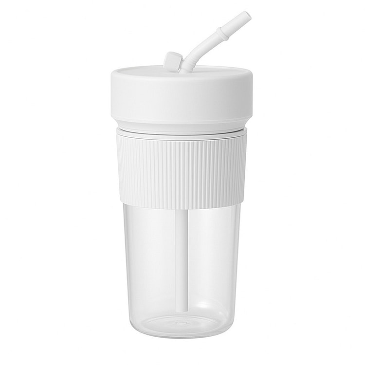 多功能便携榨汁杯 免开盖吸管直饮350ml 白色