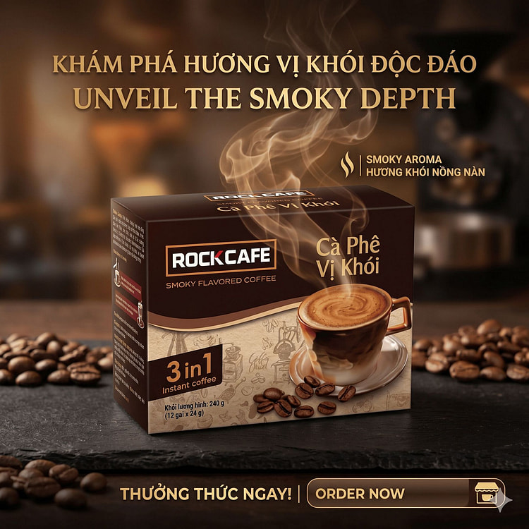 RockCafe Smoky Flavored Coffee 240g (12 sticks) 1 box