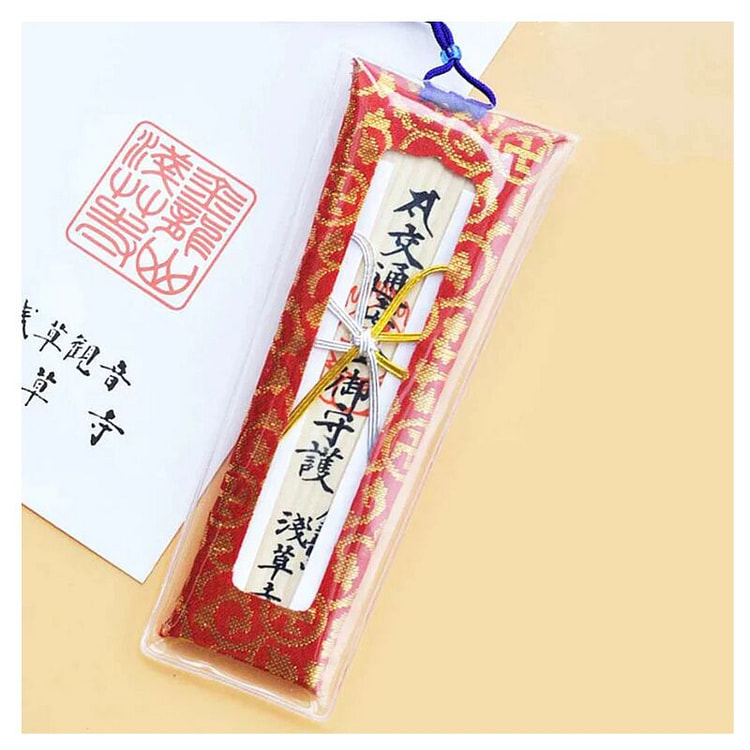 浅草寺 交通安全吊饰/木牌 红色锦缎