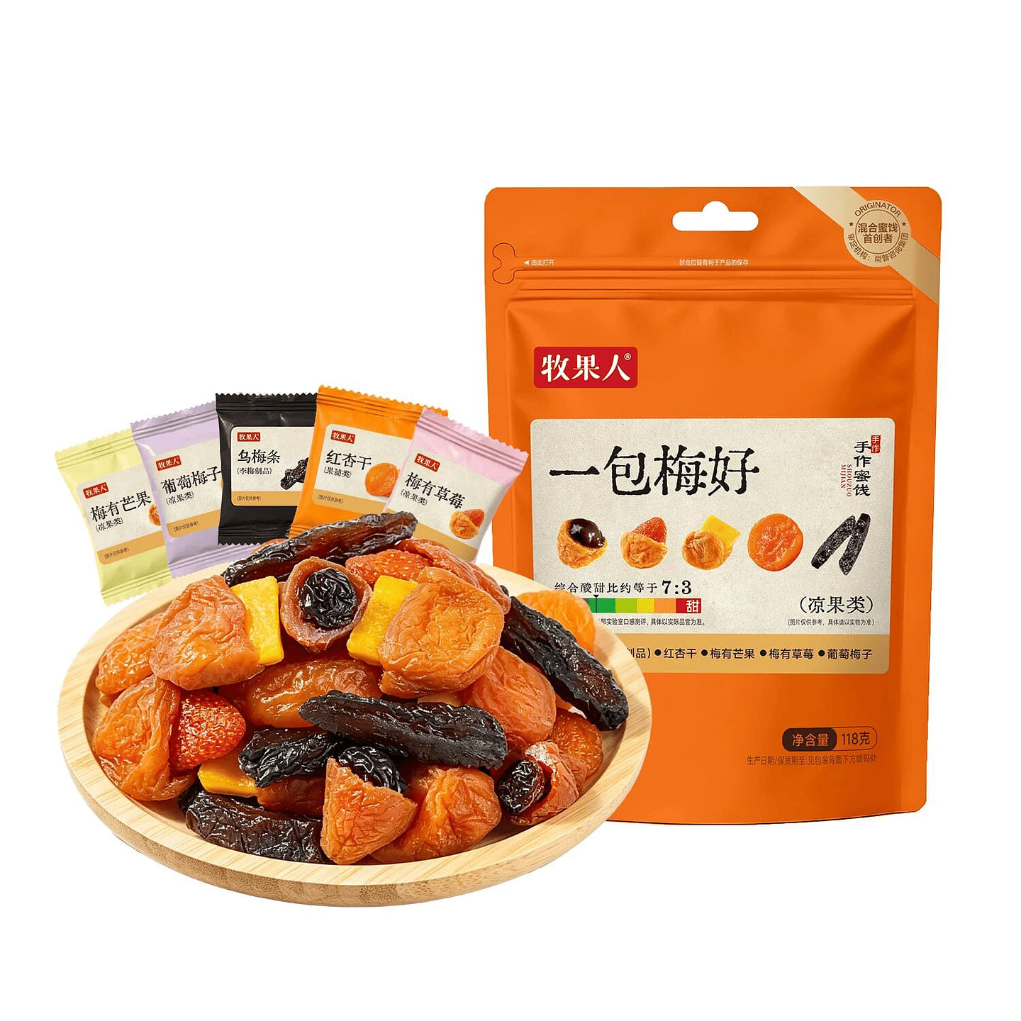 Muguoren, a bag of plum is good at 118g. 118 g