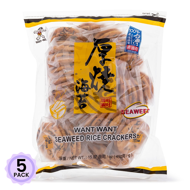 台湾旺旺 厚烧海苔米果 450 克*5 包
