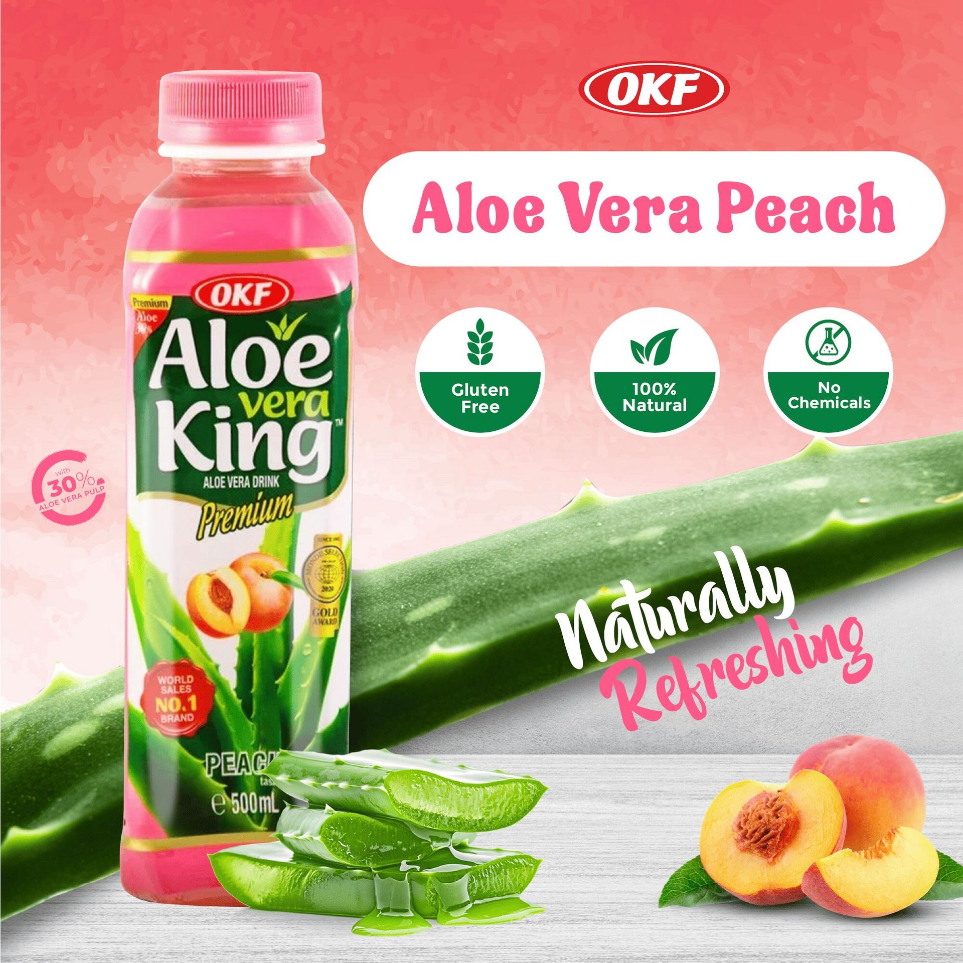 Get OKF Aloe Vera Drink with Pulp Peach -20pk Delivered | Weee! Asian Market