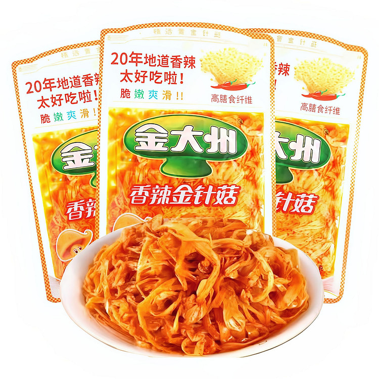 金大洲香辣味金针菇42g大袋即食辣素食下饭菜 42 克 (min 3)