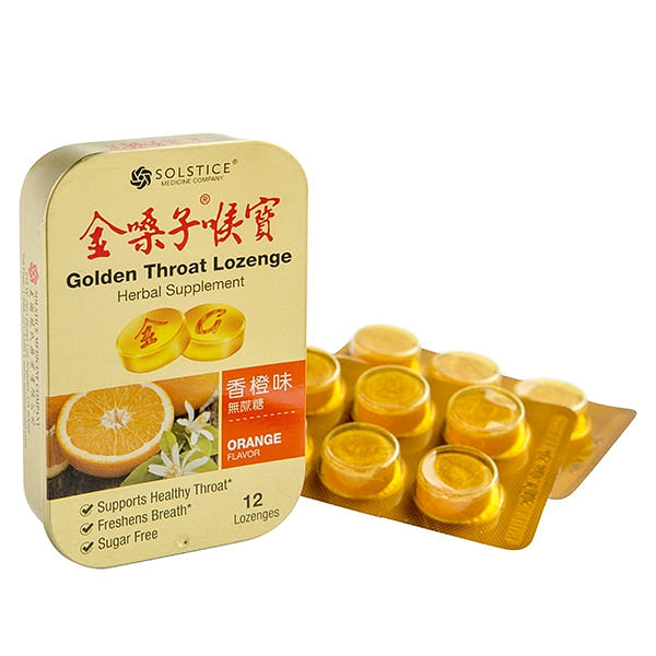 GOLDEN THROAT LOZENGE Herbal Supplement (Orange Flavor) 12 Lozenges 12 count