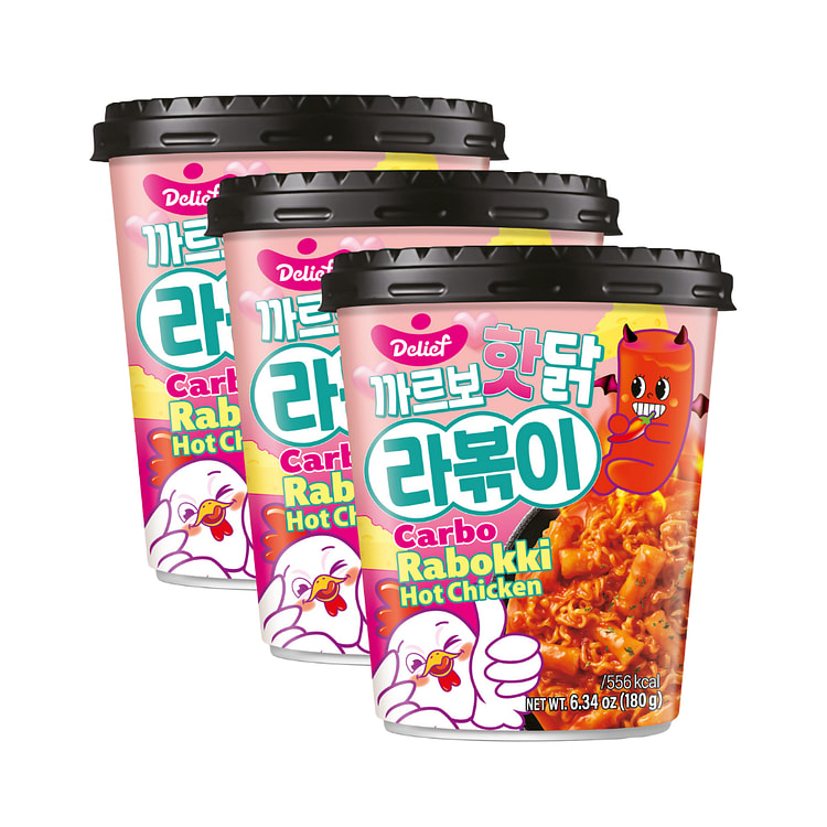 Delief Rabokki Carbo Hot Chicken | Spicy Ramen & Tteokbokki | 180g x 3 |