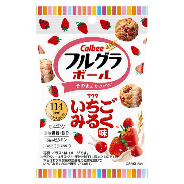 Calbee Strawberry Milk Fruit Granola Ball 26g 1 each