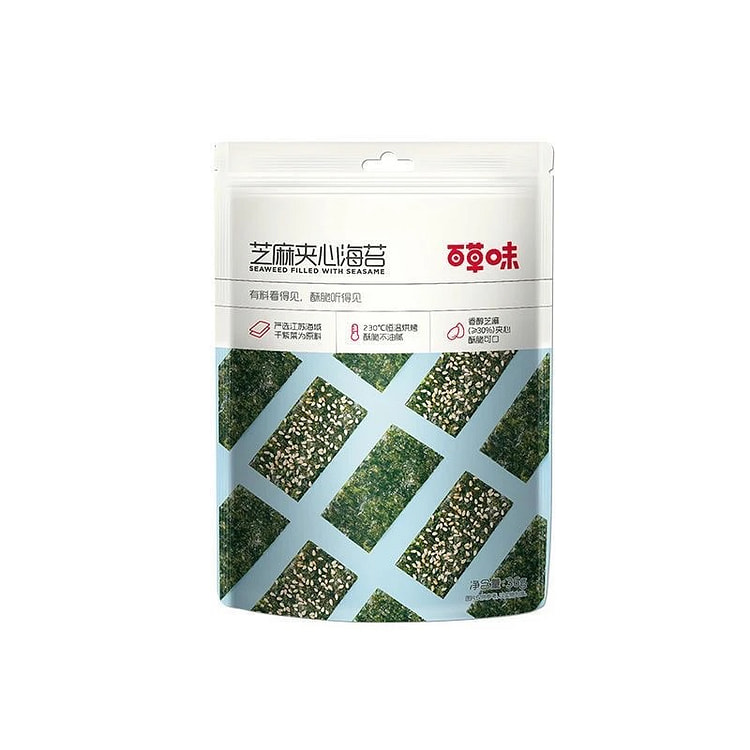 百草味夹心海苔脆 36g*6 袋 芝麻海味香 216 克
